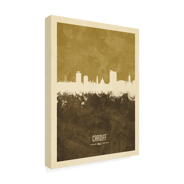 Michael Tompsett 'Cardiff Wales Skyline Brown' Canvas Art,35x47